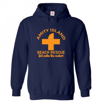 Amity Island Beach Rescue Get Outta The Water Classic Unisex Kids and Adults Pullover Hoodie For Movie Show Fans Amity Island Beach Rescue Get Outta The Water Classic Unisex Kids and Adults Pullover Hoodie For Movie Show Fans